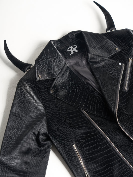 “Devil's Horn”Suit Style Leather Jacket (Black)