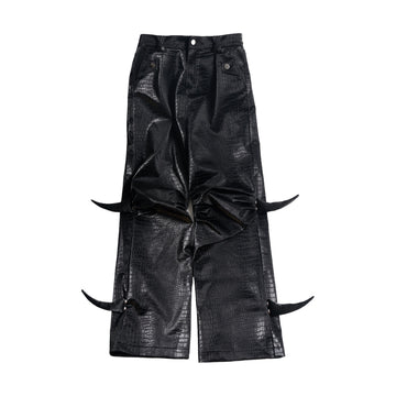 “Devil's Horn”Suit Style Leather Pants (Black)