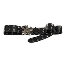 Metal Logo Eyelet Belt (Black)